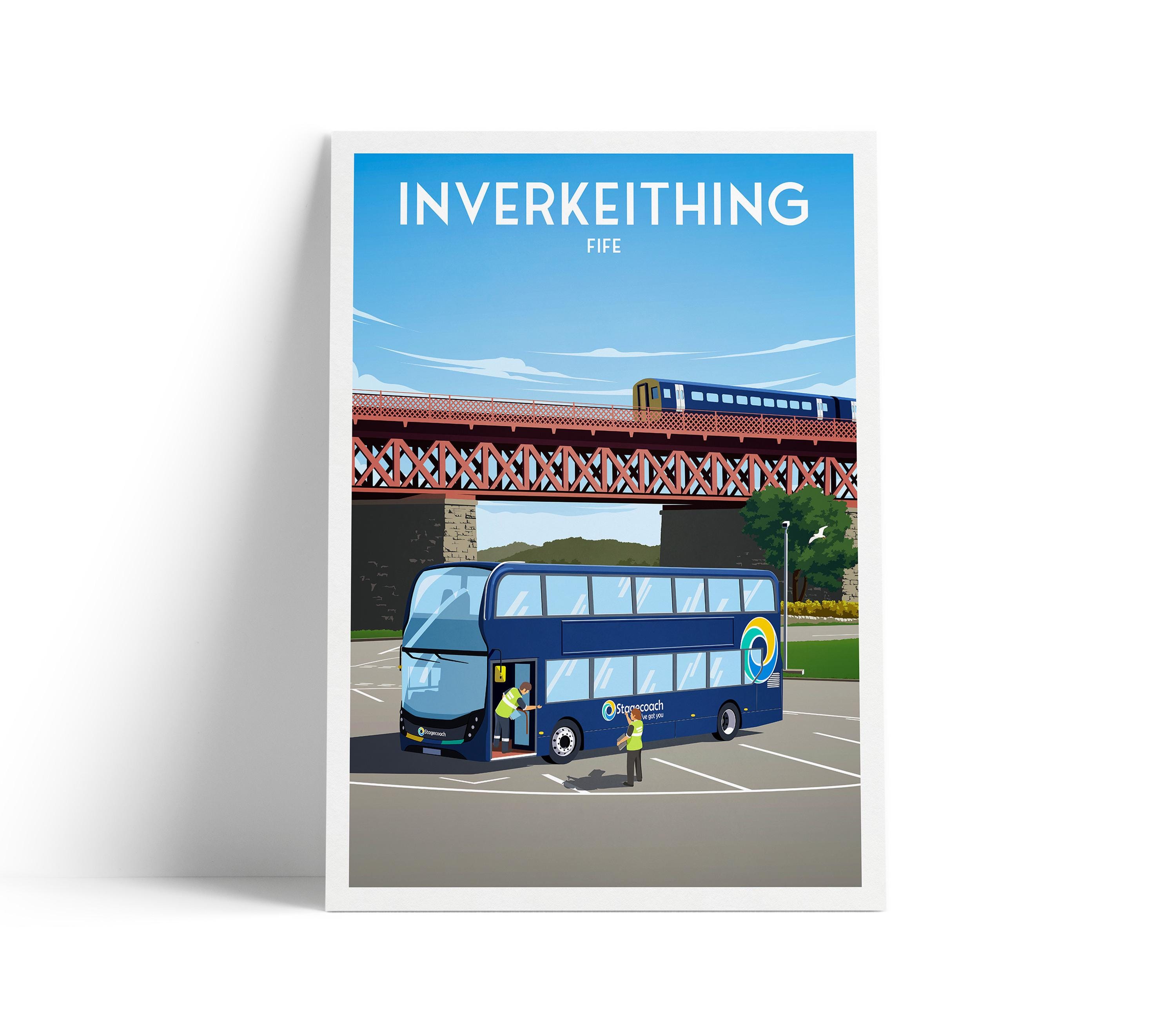 Inverkeithing Scotland Travel Poster: Fife Rail Bridge