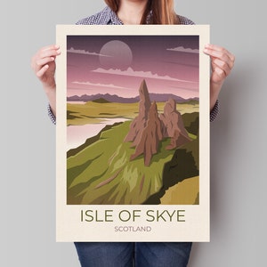 Isle of Skye Travel Poster, Old Man of Storr,  Scotland Travel Poster, Scottish Art, Scottish Gifts
