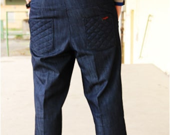 wide men's jeans blue with crease, loose fit jeans men, blue jeans crease wide, baggy pants men elegant // size 50