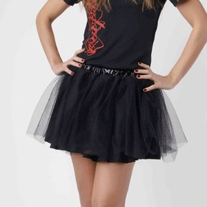 Tüllrock Damen kurz, Tutu aus Tüll, Minirock Tüll, Petticoat kurz, Gothic Rock, Cosplay Tüllrock, elastischer Bund / in verschiedenen Farben Bild 1