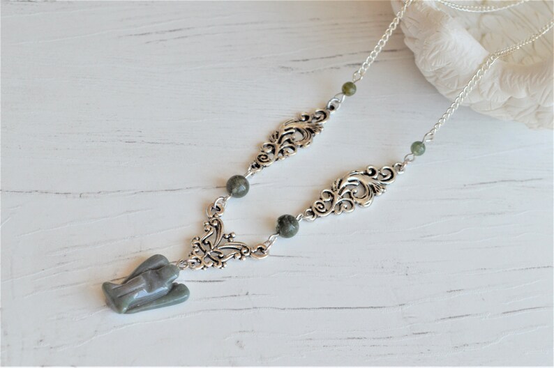 gifts for her Moss agate necklace gift ideas gemstone necklace angel necklace boho necklace crystal necklace