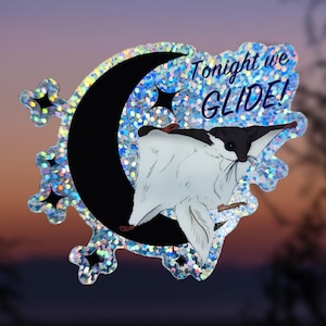 Southern Flying Squirrel Vinyl Glitter Sticker, wildlife sticker, nature art decal, waterproof