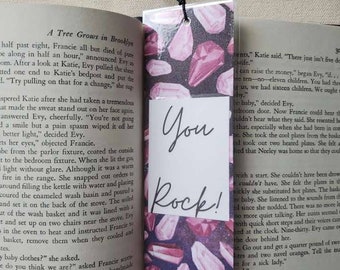 Purple Gem - You Rock!  Bookmark, gemstone bookmark, gems bookmark, book accessory, gifts for readers, rock lover, gem lover, paper bookmark