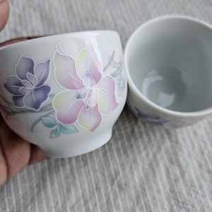 Vintage Japanisches Floral Tee Tassen Set: Aquarell Porzellan Trinkgefäße