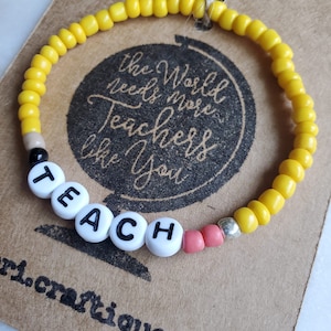 Pulseras de enseñanza/palabras, pulsera de letras, pulsera de maestro, regalo para maestro, pulsera de lápiz, joyería de lápiz, joyería de maestro, escuela, enseñar