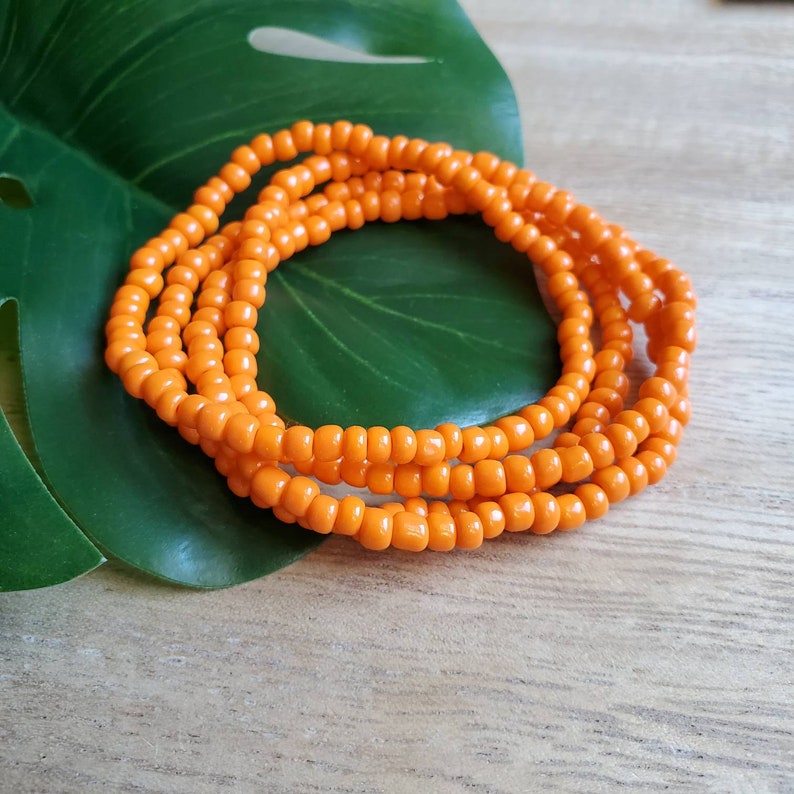 Bright Orange Seed Bead Stretch Bracelet Beaded Bracelet Etsy