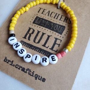 Pulseras de inspiración/palabras, pulsera de letras, pulsera para maestra, regalo para maestra, pulsera de lápiz, joyería de lápiz, joyería para maestra, inspirar