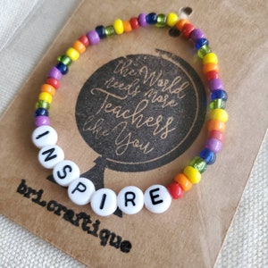 Pulseras de inspiración/palabras, pulsera de letras, pulsera para maestra, regalo para maestra, pulsera de lápiz, joyería de lápiz, joyería para maestra, escuela