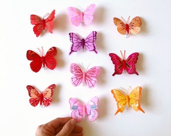 Summer flower crown butterflies, Artificial butterflies with pins, Real looking butterfly, Feather butterfly 3D, Hair pins with butterflies