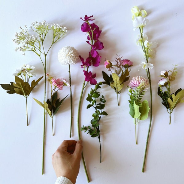 Small Artificial Flower selection, Artificial Flower Bouquet DIY, Everlasting Flowers, DIY Vase Centerpiece, Small Mason Jar Bouquet
