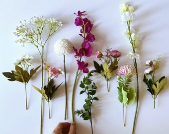 Petite sélection de fleurs artificielles, bouquet de fleurs artificielles à faire soi-même, fleurs éternelles, pièce maîtresse de vase à faire soi-même, petit bouquet de pot Mason