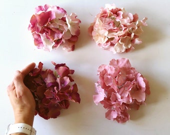 Silk hydrangea flower head, Artificial Summer flowers, Small flowers, Faux flowers, Flower crowns, Bouquet filler, Dusty Pink Flower heads