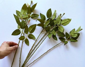 Artificial flower stems with leaves, 56 cm stem for artificial roses, Crafting stem, Flower supply, Artificial flowers, DIY, Rose bouquet