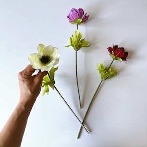 Artificial anemones Meadow country flowers Artificial 9 cm/3.5 in diameter, 38 cm/15 in length Mason Jar flowers for vase diy arrangements