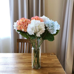 Tallo de hortensia de seda artificial: arreglo floral artificial de 24&quot;