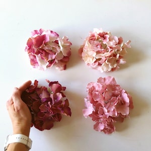 Silk Hydrangea Flower Head: DIY Wedding Bouquet Filler, Pink Artificial Flowers