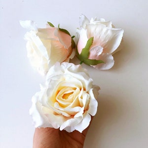 Apricot Silk Rose Heads: DIY Floral Arrangement Supplies (Set of 3)