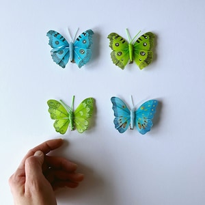 Feather Butterfly Clip: Blue Floral Decor, Photo Prop
