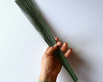 100 tiges de fil de fer métallique prédécoupées extra longues de 0,6 mm, 40 cm/15,75 pouces de longueur, créez votre propre composition florale de bouquet, tiges de bouquet DIY