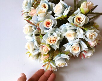 Tiny rose flower bouquet, silk flower bouquette, Artificial flowers, Faux flowers, Small flowers, Flower crown, Mason Jar flowers, Nursery