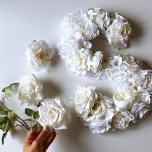 Rose artificial white Rose Head Rose real looking rose faux flower for DIY bouquet wedding flower white delicate rose bridal bouquet flowers