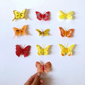 Artificial Feather Butterfly Clip: Summer Party Cake Topper