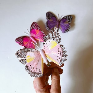 Feather Butterfly: Realistic 3D Cake Topper, Millinery Decor