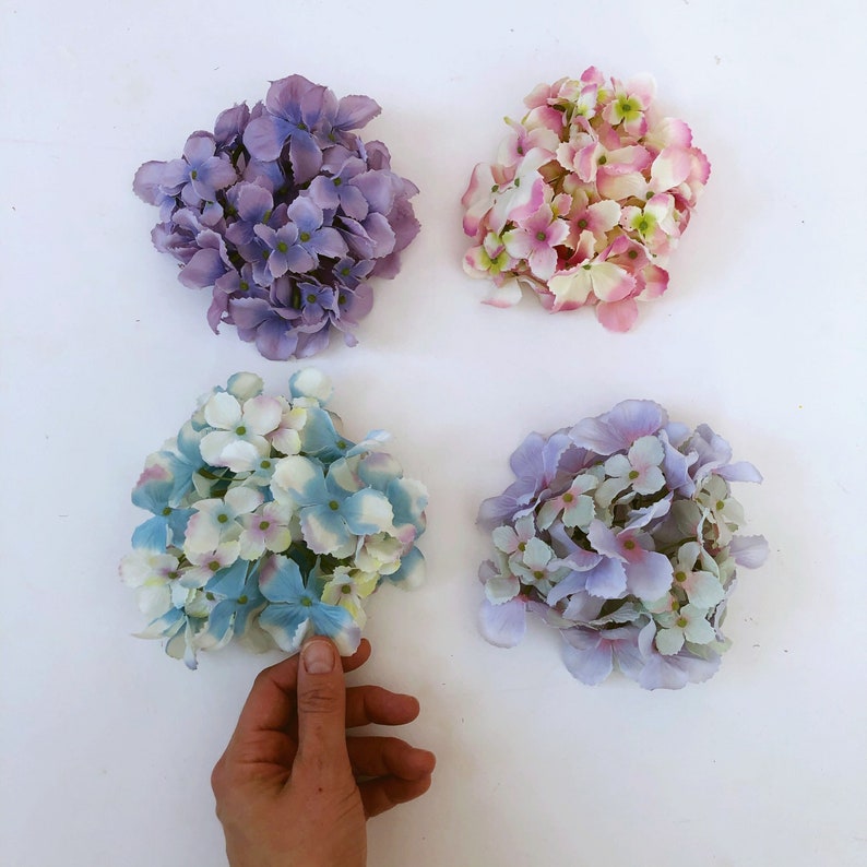 Silk hydrangea, Black, Grey, Pink, Beige or Blue, Artificial blooming flowers, Small flowers, Hydrangeas, Faux flowers, Flower crowns image 1