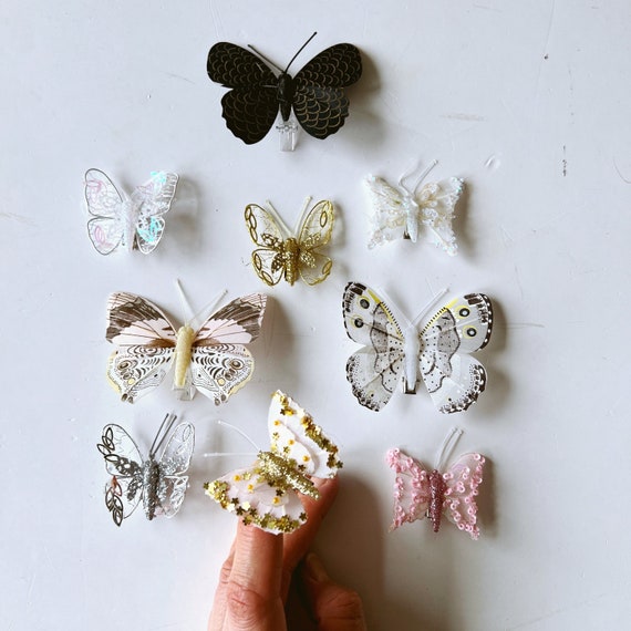 4.5 Handmade Artificial Butterflies Decoration with Clip Sliver (12 pieces)