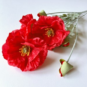 Mazzo di papaveri, fiori di campo, papaveri rossi artificiali, fiori selvatici, fiori di campagna, fiori rustici per matrimonio, fiori artificiali di toro per vaso
