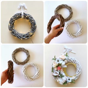 Willow wreath ring base, 25cm/10 diameter, Rustic Wreath, Door wreath decor, washed Grey, Florist wreath, Natural Willow Wreath ring base image 1