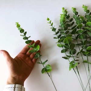 Artificial eucalyptus green stem Small filler eucalyptus Bouquet filler Faux lush branch Floral crown DIY Artificial flowers Green Foliage