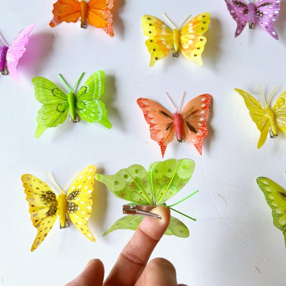 Artificial Butterflies With Pins, Real Looking Butterfly, Feather Butterfly  3D, Nursery Decor, Flower Crown 