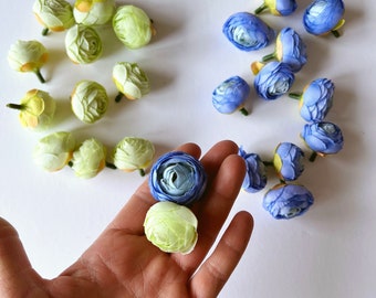 Fiore di ranuncolo di seta con steli Faux Ranunculus Bouquet artificiale Composizione floreale Decorazioni per la tavola di casa Fiore realistico-A,CN