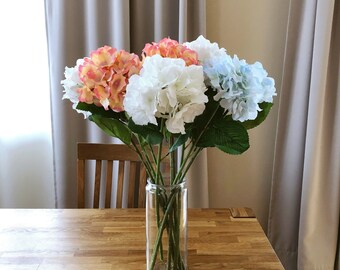 Spring decor, blue white silk hydrangea, Artificial blooming flowers, white flowers, Artificial flowers, Faux flowers