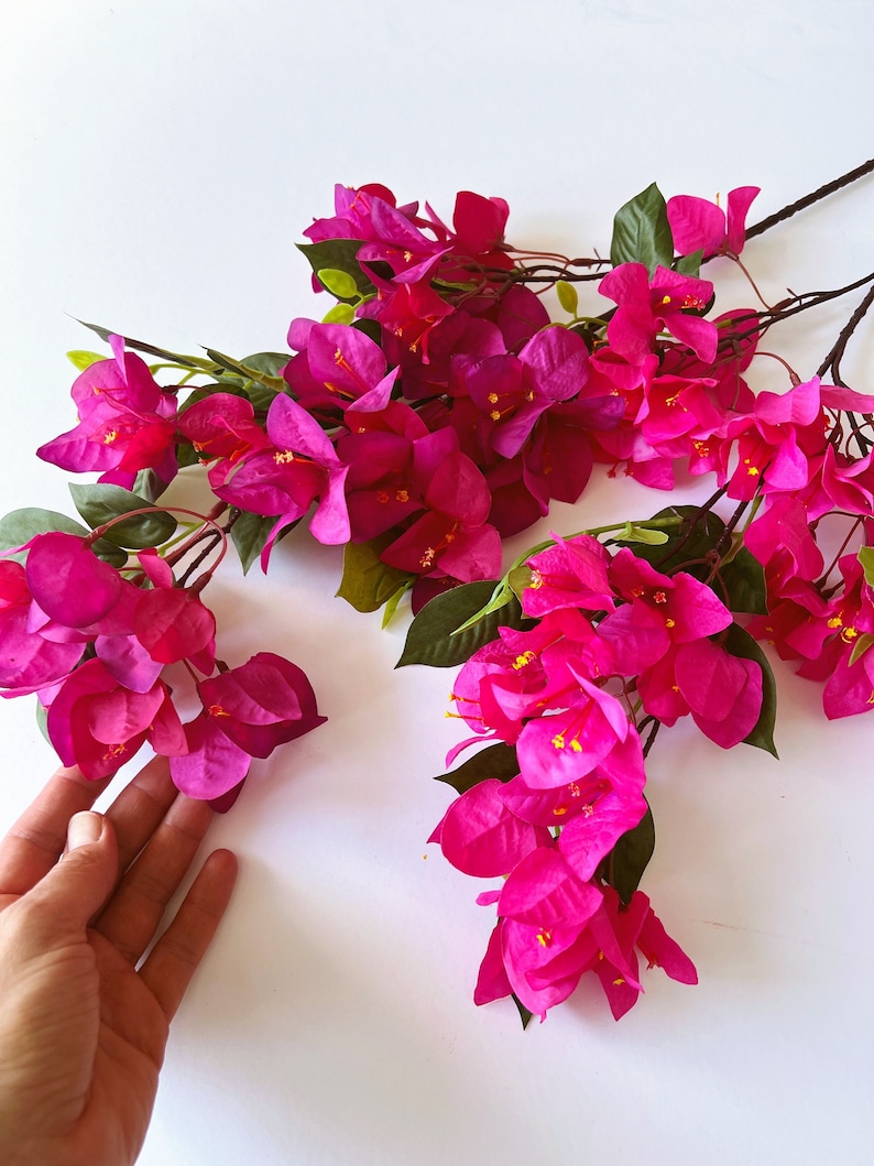 Bougainvilliers en soie artificielle, tige de fleur en papier artificielle, fleurs artificielles, petit bougainvillier glabra, fleurs de mariage colorées, 78 cm image 1