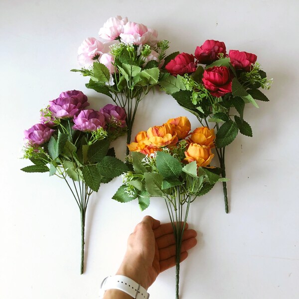 Petit bouquet de fleurs de rose, bouquette de fleurs en soie, Fleurs artificielles, Fausses fleurs, Petites fleurs, Couronne de fleurs, Fleurs Mason Jar, Pépinière