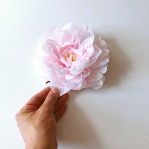 Powder Pink Silk Peony Flower Head: Large Millinery Flower (6.3&#39;&#39;)