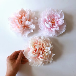 Silk Peony Flower Head: Large Pink Artificial Peonies, DIY Millinery Flowers