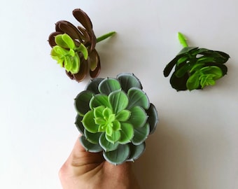 Suculentas Echeveria artificiales, mini terrario para jardín (7,6 cm), pequeños arreglos de suculentas, decoración de mini jardín DIY