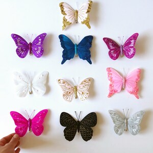 Farfalle decorative con piume vere colorate 9pz come foto