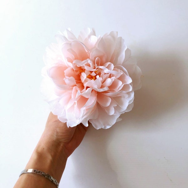 1 Piece Silk Peach fuzz Blush Peony Head, Artificial peonies, Large peony head, 16 cm / 6.3'' diameter, Artificial flowers, Faux flowers