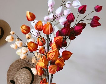Branche de baies d'or artificielle, Physalis, Branche fruitière de lanterne, Fleurs artificielles, Fleurs artificielles, Fleurs d'automne, Bouquet d'automne, 98 cm/39 pouces