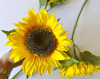 Girasol realista: gran flor silvestre artificial, decoración rústica para bodas, 40 cm/16 pulgadas