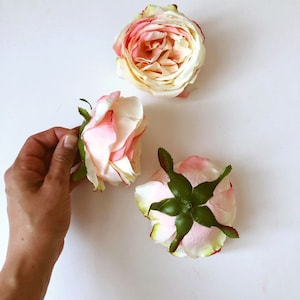 Vanilla Coral Silk Rose Heads: DIY Floral Supplies (Set of 3)