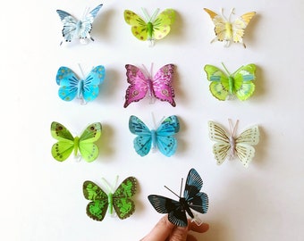 Artificial butterflies with pins, Real looking butterfly, Feather butterfly 3D, nursery decor, flower crown