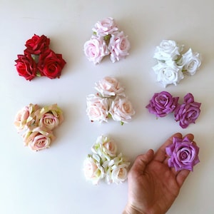 Mini rose artificiali rose di seta testa di fiore finto piccoli fiori piccole rose rosa baby rose rosse piccole molletta per capelli corona di fiori fai da te rose