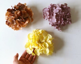 Silk hydrangea flower head, Brown Fall flowers, Artificial flowers, Small flowers, Hydrangeas, Faux flowers, Fascinator flowers, Silk petals