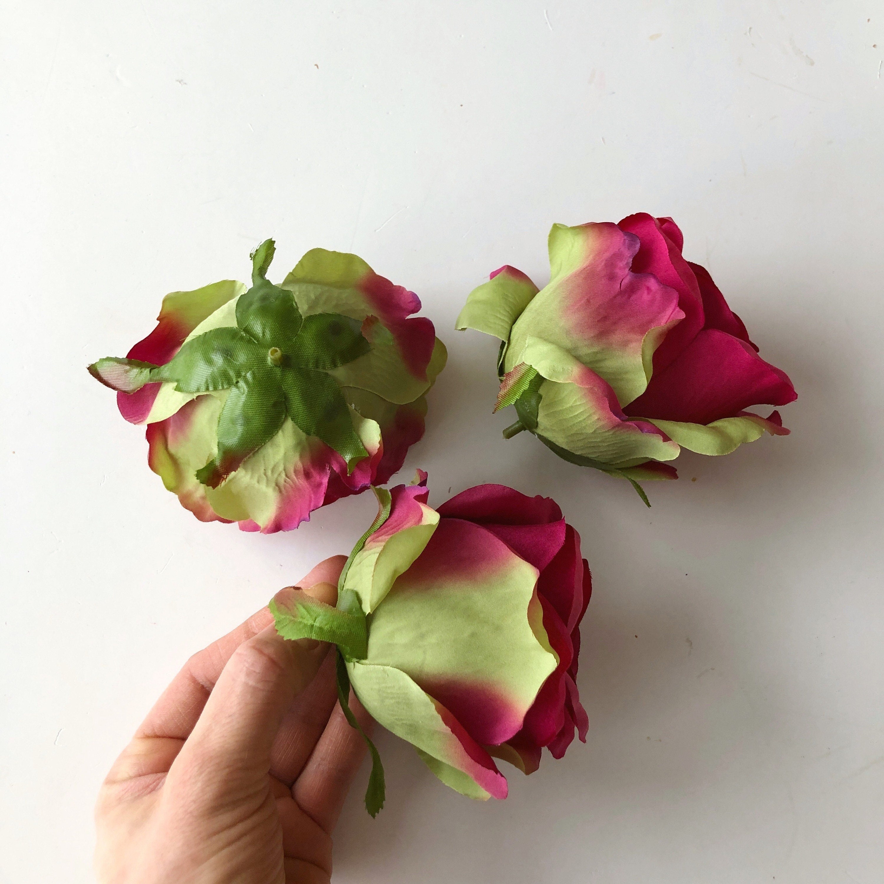 3 Pieces Pink Rose Heads Artificial wide open Roses Rose Etsy