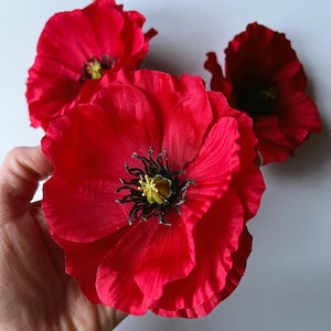 Testa di papavero rosso Fiori artificiali Fiori selvatici Fiori di campagna Fiori rustici da matrimonio Fiori di toro di prato Papaveri 12 cm/5 pollici testa